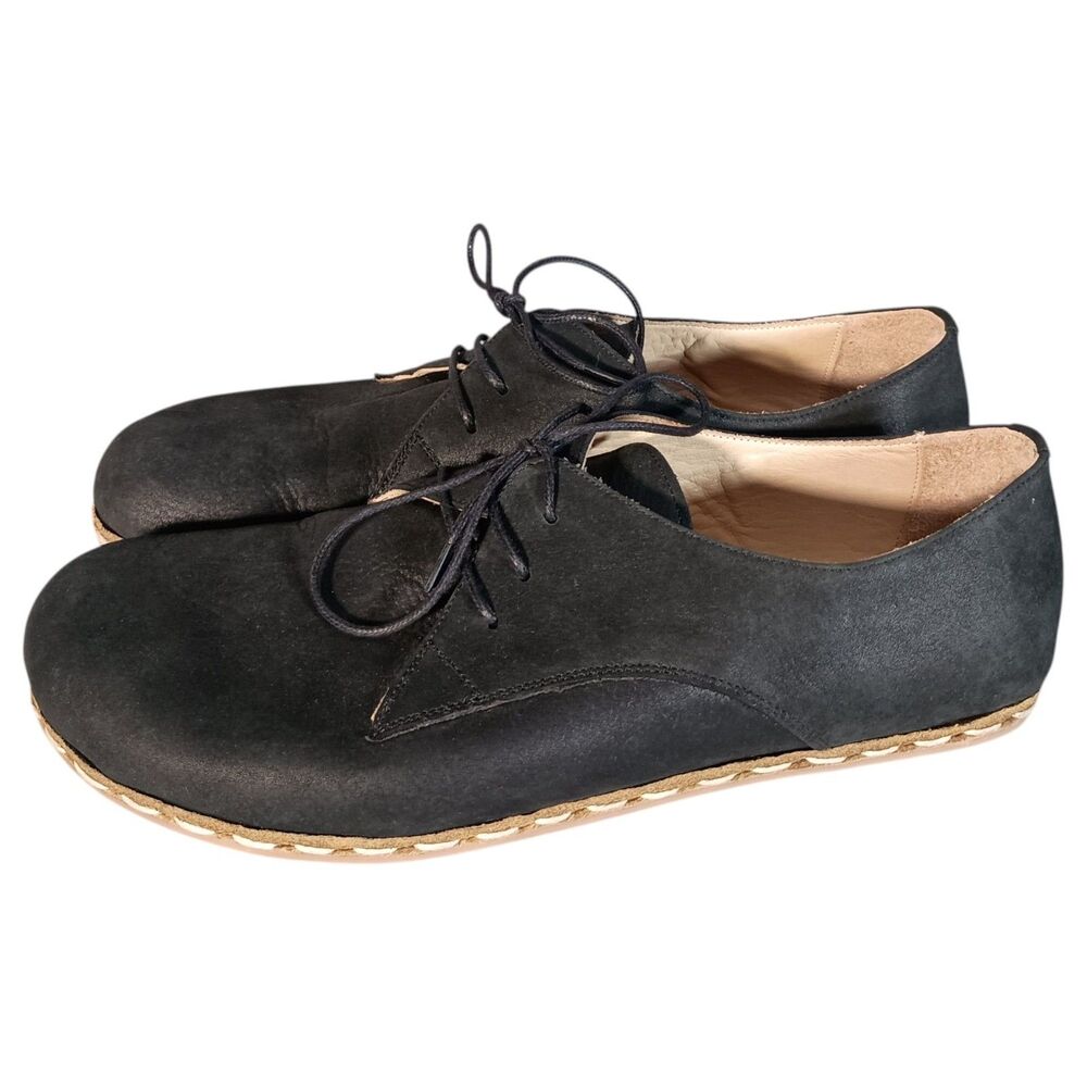 Atlantis Handmade Barefoot Casual Shoes Men's 11 Black Leather Lace up - Picture 7 of 11